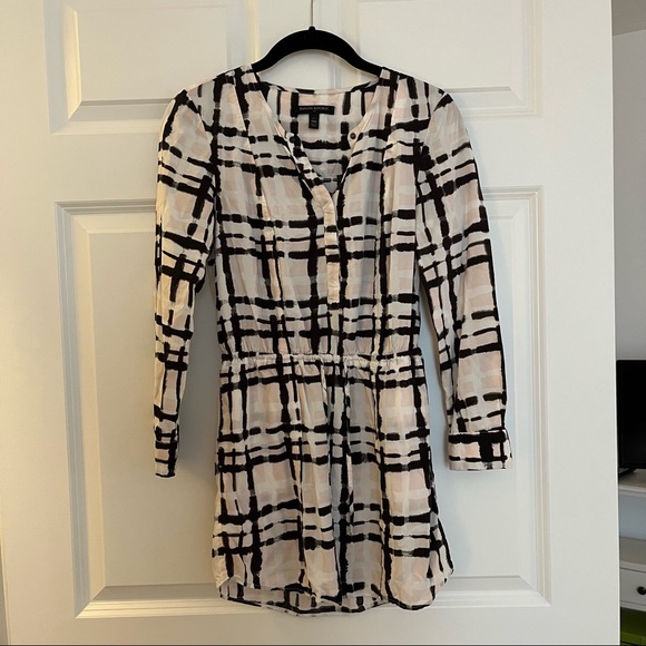 Banana Republic Pink and Black Long-Sleeve Minidress/Tunic Size 00P - Picture 1 of 3